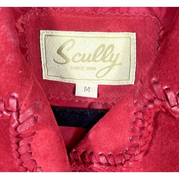Scully Red Suede Leather Jacket Fringe Concho Beaded Medium Womens Western Wear - Picture 11 of 16
